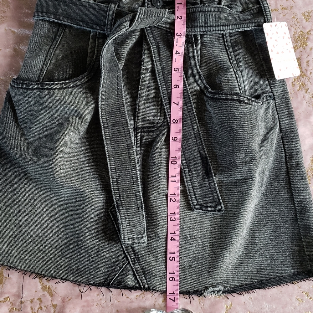 Free People Black Washed Denim Skirt - Picture 9 of 16